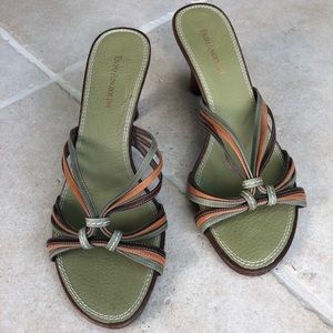Enzo Angiolini Heeled Strappy Leather Sandal Slide